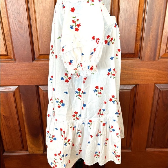 Olivia James the Label Sophie Dress Ruffle Square Neck Floral Size Large White - Picture 4 of 11